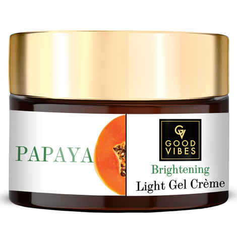 Buy Good Vibes Papaya Brightening Light Gel Cream | Reduces Spots, Nourishing | No Parabens, No Sulphates, No Mineral Oil, No Animal Testing (50 g) - Purplle