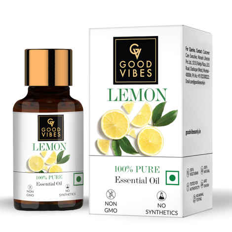 Buy Good Vibes Lemon 100% Pure Essential Oil | Anti-Dandruff, Hairfall Control, Skin Brightening | 100% Vegetarian, No GMO, No Animal Testing (10 ml) - Purplle