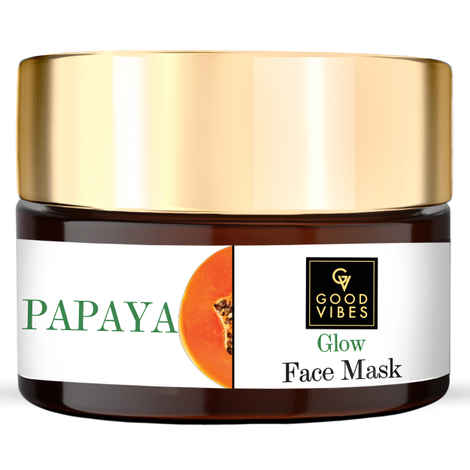 Buy Good Vibes Papaya Glow Face Mask | Brightening, Lightens Scars | With Basil | No Parabens, No Sulphates, No Mineral Oil, No Animal Testing (100 g) - Purplle