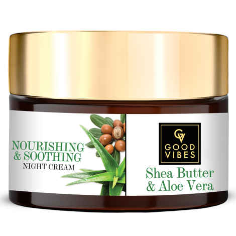 Buy Good Vibes Shea Butter + Aloe Vera Nourishing + Soothing Night Cream | Moisturizing, Soothing | No Parabens, No Sulphates, No Mineral Oil (50 gm) - Purplle