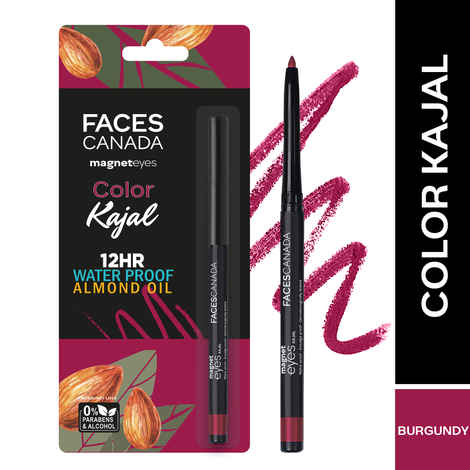 FACES CANADA Magneteyes Color Kajal - Burgundy Love, 0.30 gm | Highly Pigmented Kohl | 12HR Long Stay | Single Stroke Glide | Waterproof & Smudgeproof | Almond Oil Enriched
