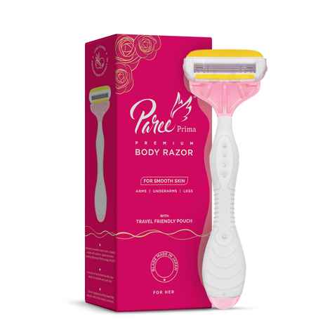 Buy Paree Prima Resuable Full Body Razors for Hassle Free Shaving for Women with 4 Blade Technology & Infused Coconut Oil for Arms, Legs and Bikini Line with Travel Pouch - Pack of 1 - Purplle