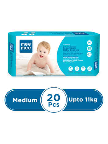 Mee Mee Premium Breathable Baby Diapers (Medium 20 Pieces)