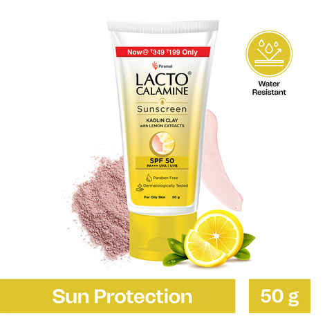 Buy Lacto Calamine Sunscreen Kaolin Clay With Lemon Extracts SPF 50 PA +++, 50 gm - Purplle