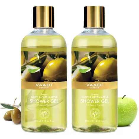 Buy Vaadi Herbals Breezy Olive & Green Apple Shower Gel Value Pack of 2 (300 ml x 2) - Purplle