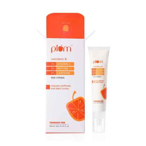 Buy Plum 3% Vitamin C 3% Peptide & 3% Caffeine Under Eye Cream with Mandarin (15 ml) - Purplle