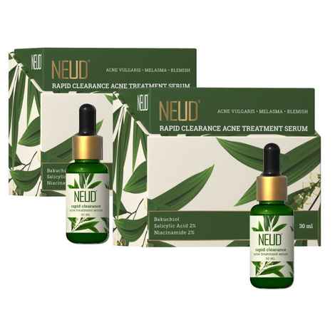 Buy NEUD Rapid Clearance Acne Treatment Serum With Salicylic Acid, Bakuchiol and Niacinamide - 2 Packs (30 ml Each) - Purplle