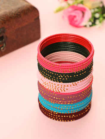 Buy Jazz And Sizzle Set Of 24 Solid Handcrafted Bangles - Purplle