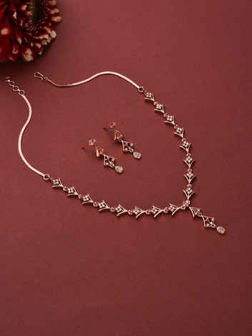 Buy Jazz And Sizzle Rose Gold-Plated Ruby AD-Studded Handcrafted Jewellery Set - Purplle
