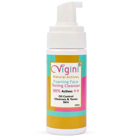 Buy Vigini 30% Actives Anti Acne Foaming Toner Cleanser Face Wash Oil Control Pimple Removal Pore Tightening Prone Bumpy Skin Reduce Redness & Scars Soap Free Niacinamide Salicylic Acid Apple Cidar Vinegar Men Women 150ml - Purplle
