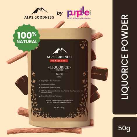 Alps Goodness Powder - Liquorice/ Mulethi (50 gm) | 100% Natural Powder | No Chemicals, No Preservatives, No Pesticides | Can be used for Hair Mask and Face Mask | De tan pack | Tan removal Pack | Pack for hydrating and soothing scalp