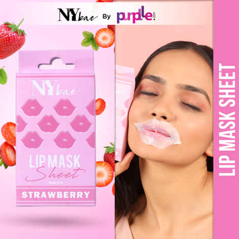 Buy NY Bae Lip Mask Sheet - Pack Of 4 | Enriched With Strawberry | Treats Chapped Lips | 95% Natural Ingredients | Bio Cellulose Mask | Alcohol Free - Purplle