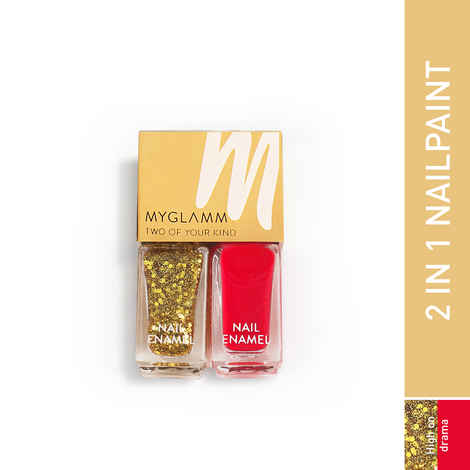 Buy MyGlamm Two Of Your Kind Nail Enamel Duo Glitter Collection-High on Drama-2x5ml - Purplle