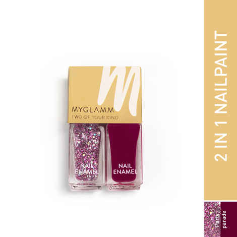 Buy MyGlamm Two Of Your Kind Nail Enamel Duo Glitter Collection-Party Parade-2x5 ml - Purplle