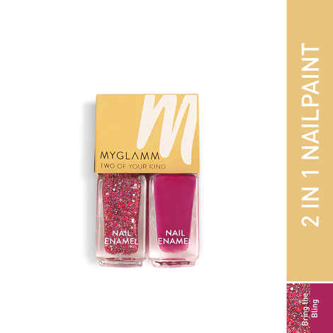 Buy MyGlamm Two Of Your Kind Nail Enamel Duo Glitter Collection-Bring the Bling-2x5ml - Purplle