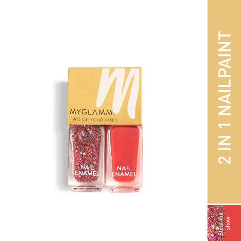 Buy MyGlamm Two Of Your Kind Nail Enamel Duo Glitter Collection-Steal The Show-2x5ml - Purplle