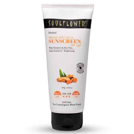 Buy Soulflower Herbal Broad Spectrum SUNSCREEN SPF 50+ with Turmeric - SPF 50+ PA+++ 100 gm - Purplle