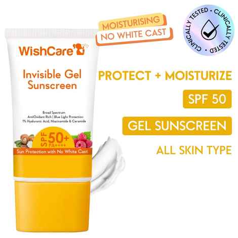 WishCare Invisible Gel Sunscreen SPF 50+ PA++++ -Broad Spectrum with No White Cast - 50 gm