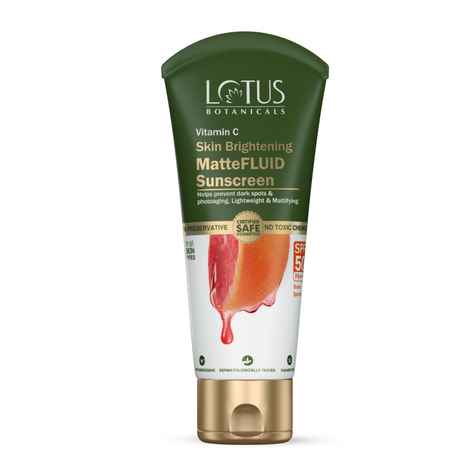 Buy Lotus Botanicals Vitamin C Matte Fluid Sunscreen | Sun Protect & Skin Brightening | SPF 50 | PA+++ | 300x Vitamin C | For All Skin Types | 75g - Purplle