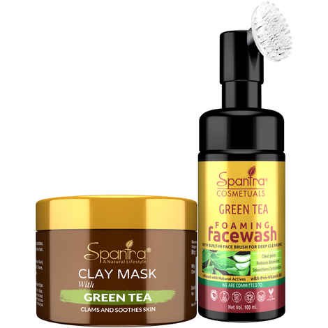 Buy Spantra Green Tea Clay Mask 125 gm, & Face Wash, 100ml(Pack of 2) - Purplle