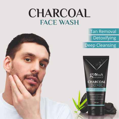 Buy Globus Naturals Charcoal Face Wash Deep Cleanse Enriched withA AloeveraA ,Neem &A BasilA forA Detoxifies & cleanses deeply , control excess oil, Fight acne and Acne scars Face WashA (100 gm) - Purplle