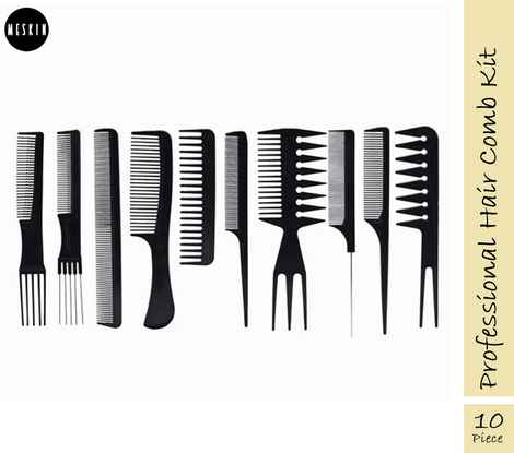 Buy MeSkin Set Of 10 Professional Hair Cutting & Styling Comb Kit - Purplle