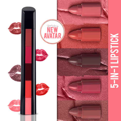 NY Bae 5 in 1 Lipstick - Happy Hues 01 (6.5 gm) | Creamy Matte | Lip Crayon | Multi-use: Blush, Eyeshadow, Lip Liner, Bronzer | Pink & Red Shades | Travel Kit