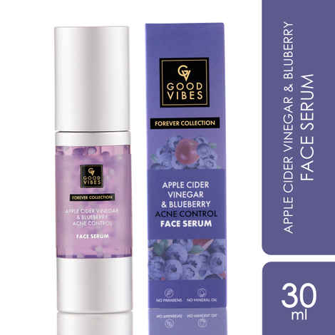 Buy Good Vibes Apple Cider Vinegar & Blueberry Acne Control Face Serum | Forever Collection | Natural glow, Prevents acne | No Parabens, No Mineral Oils, No Sulphates, No Animal Testing, No Silicone, Vegan (30 ml) - Purplle