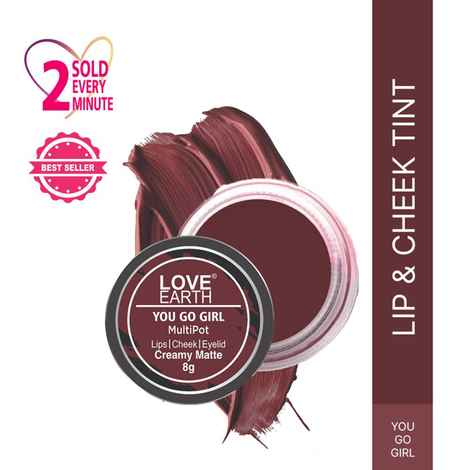 Buy Love Earth Lip Tint & Cheek Tint Multipot - You Go Girl With Vitamin E And Jojoba Oils For Lips, Eyelids And Cheeks, Creamy Matte - 8 gm - Purplle
