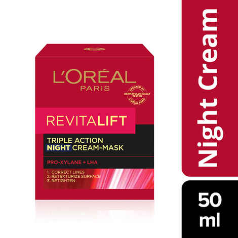 Buy L'Oreal Paris Revitalift Triple Action Laser X3 Night Cream Mask with PRO-XYLANE + LHA, 50 ml - Purplle