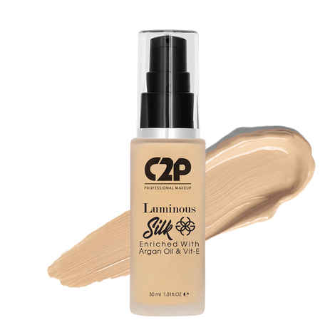 Buy C2P Pro Luminous Silk Liquid Foundation Enriched with Argan Oil & Vitamin E - Fair 02 - 30 ml - Purplle