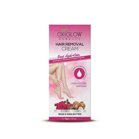 Buy OxyGlow Herbals Rose & Shea Butter Hair Removal Cream 40g, Smooth Skin - Purplle