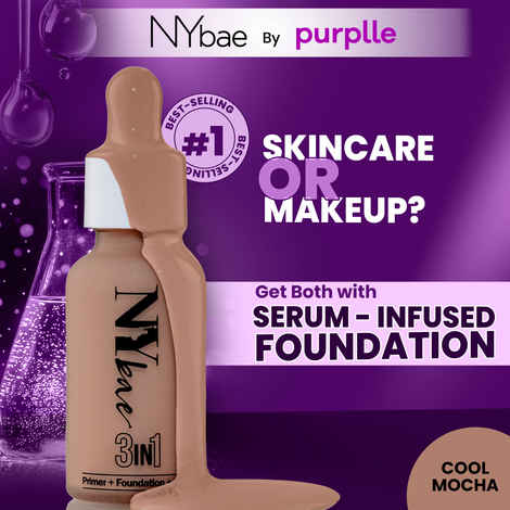 Buy NY Bae 3IN1 Serum Foundation - Cool Mocha 08 (30 ml) | Infused with Primer | Moisturising I Glowing Korean Skin I Celeb Glow | Dewy Makeup | Evens Skin Tone | Ultra Glow - Purplle
