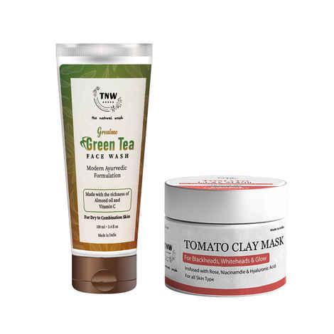 Buy Combo of 2- Tomato Clay Mask 50gm + Green Tea Face Wash 100ml - Purplle