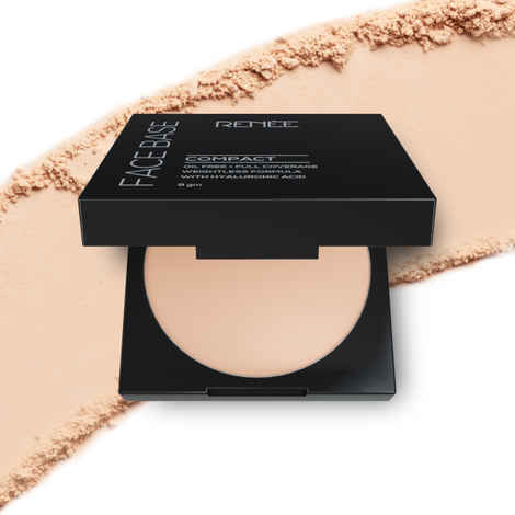 Buy RENEE Face Base Compact - Macadamia Beige, Enriched with Hyaluronic Acid & Vitamin E, Long-lasting, Easy Blend, Matte Finish, 9 gm - Purplle