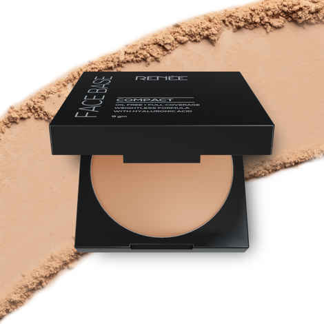 Buy RENEE Face Base Compact Cashew Beige, Enriched with Hyaluronic Acid & Vitamin E, Long-lasting, Easy Blend, Matte Finish, 9 gm - Purplle