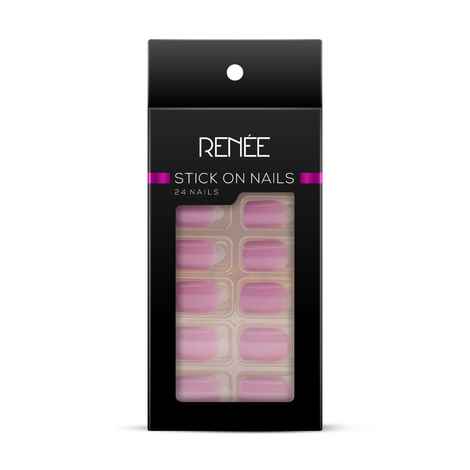 Buy RENEE Stick On Nails BN 03, 24 Reusable Artificial Fake Nail Set, Lightweight & Long Lasting, Easy To Use, Quick Fix For Festivals & Special Occasions - Purplle
