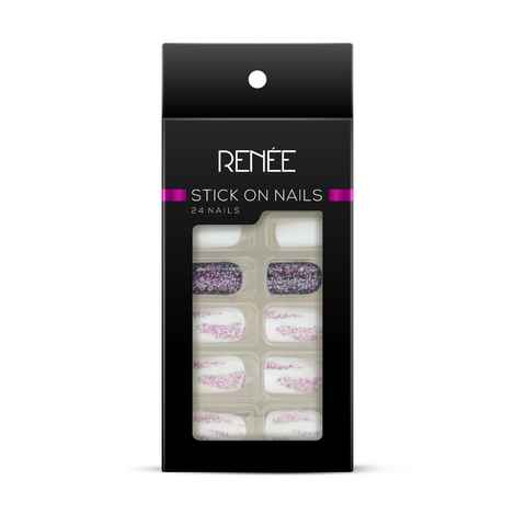 Buy RENEE Stick On Nails DN 01, 24 Reusable Artificial Fake Nail Set, Lightweight & Long Lasting, Easy To Use, Quick Fix For Festivals & Special Occasions - Purplle