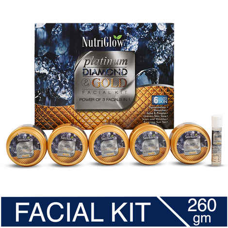 Buy NutriGlow Platinum, Diamond & Gold Facial Kit For Soothes Skin/ Power of 3 Facials in 1, 260 gm - Purplle