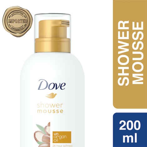 Buy Dove International Shower & Shaving Mousse with Argan Oil, 24 Hr Softness, Sulphate Free, 200 ml - Purplle