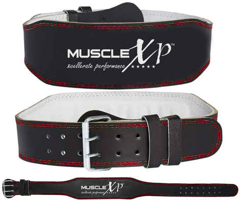 MuscleXP Leather Weight Lifting Gym Belt For Men and Women