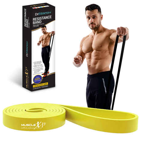 Buy MuscleXP DrFitness+ Resistance Loop Band For Men & Women, Heavy Duty Stretch Loop Band, Full Body Exerciser, Physical Therapy, Yellow 7-12 kg - Purplle
