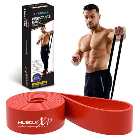 Buy MuscleXP DrFitness+ Resistance Loop Band For Men & Women, Heavy Duty Stretch Loop Band, Full Body Exerciser, Physical Therapy, Red 48-62 kg - Purplle