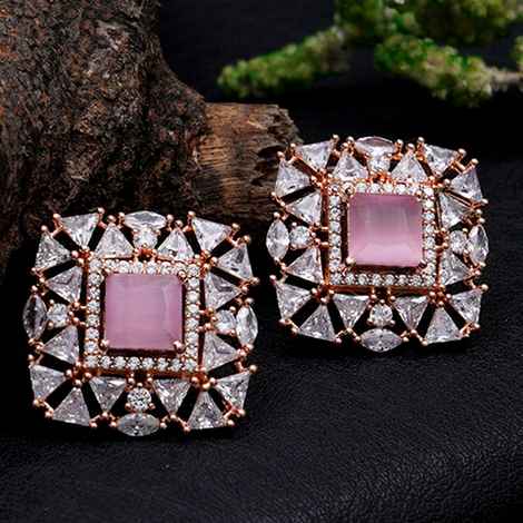 Buy Karatcart Pink American Diamond Studded Classic Stud Earrings for Women - Purplle