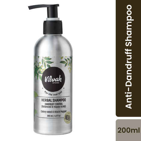 Vilvah Store Herbal Shampoo for Dandruff Control, Anti Dandruff Shampoo, Relieves from dandruff related itching, Soothes Scalp & Nourishes Hair, SLS & Paraben Free, For Men and Women, 200 ml