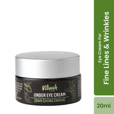 Buy Vilvah Store Under Eye Cream | For Dark Circles, Eye Puffiness, Fine Lines & Wrinkles | Minimizes Darkened, Stressed Appearance, Wrinkles, Puffiness Around the Eye | With Natural Ingredients, 20 ml - Purplle