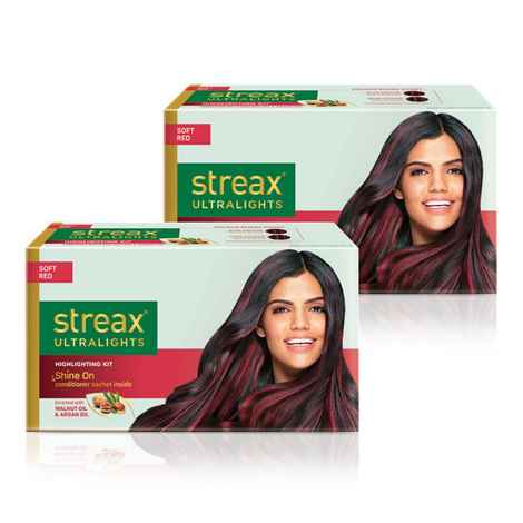 Buy Streax Ultralights Highlighting Kit - Soft-Red Pack Of 2 80ml+80ml - Purplle