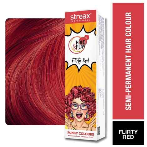 Buy Streax Professional Hold & Play Funky Colour, Ammonia Free, Semi-Permanent Hair Colour, Flirty Red (100 gm) - Purplle