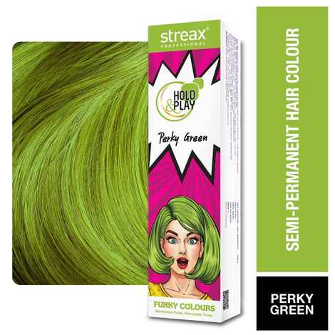 Buy Streax Professional Hold & Play Funky Colour, Ammonia Free, Semi-Permanent Hair Colour, Perky Green (100 gm) - Purplle