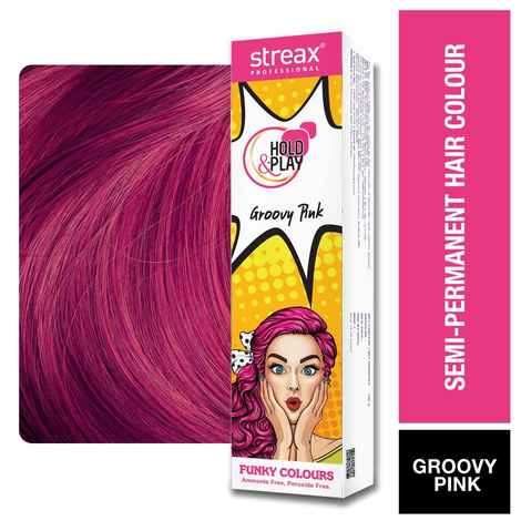 Buy Streax Professional Hold & Play Funky Colour, Ammonia Free, Semi-Permanent Hair Colour, Groovy Pink (100 gm) - Purplle